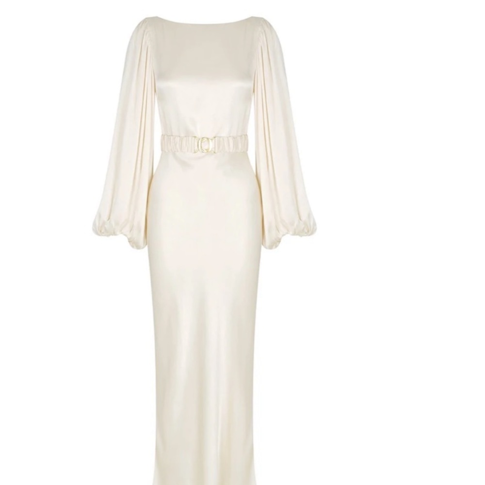 Shona Joy Balloon Sleeve Midi Dress in cream